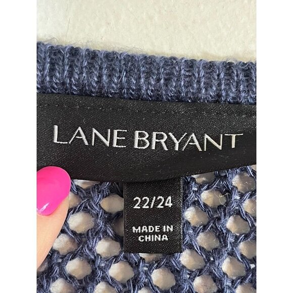 Lane Bryant Sweater Women 22 Blue Knit Beach Neutral Coverup Summer Office Cozy - Picture 2 of 12